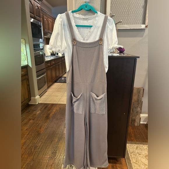 Grey Terry Cloth Jump Suite - Picture 2 of 3